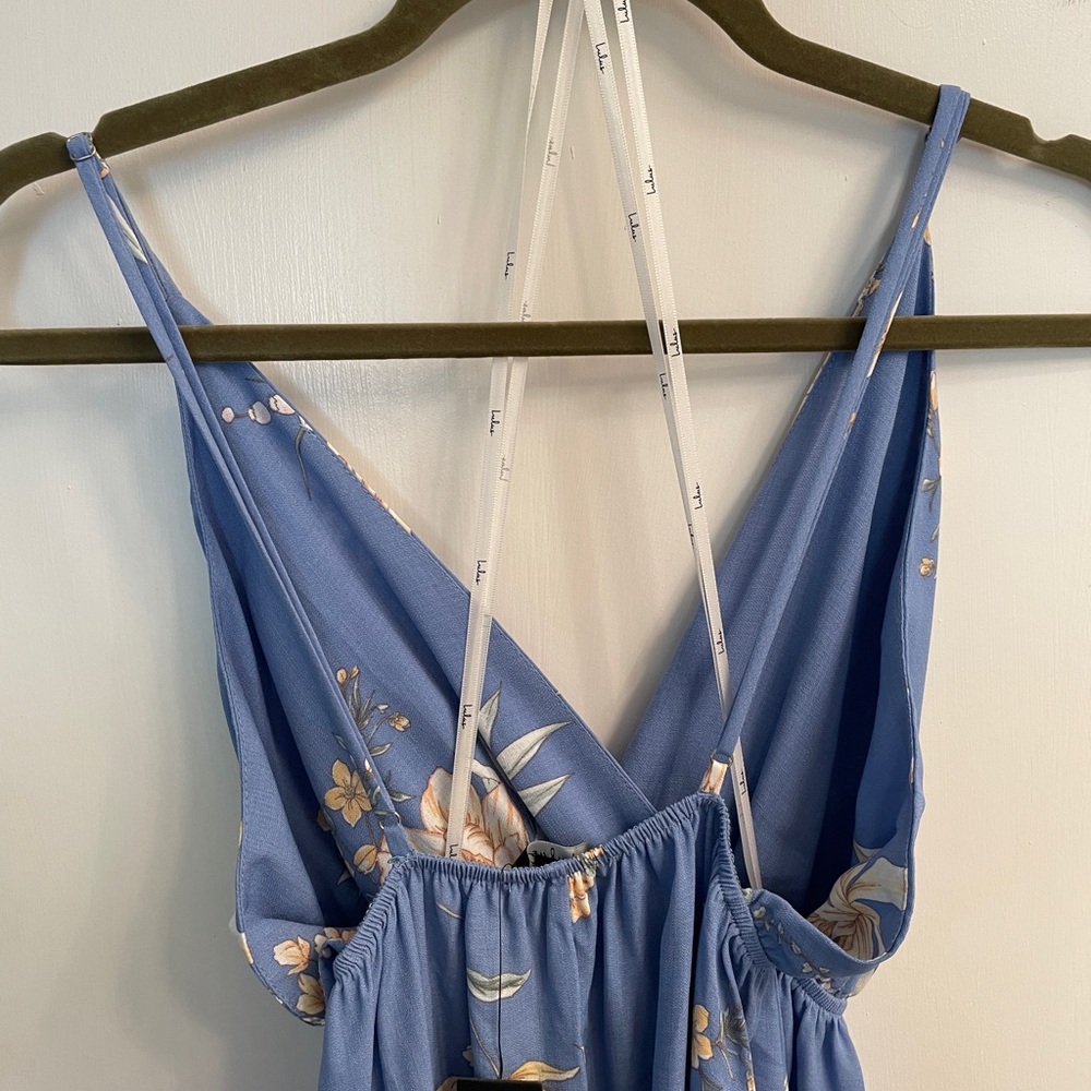 Lulu’s Light Blue Floral Maxi Dress Size M - Picture 6 of 7